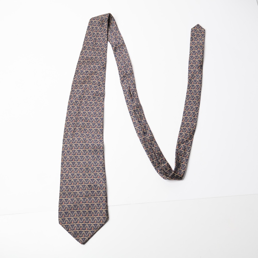 Robert Talbott Best of Class Nordstrom Silk Tie Navy Gold Hand Sewn USA VTG‎